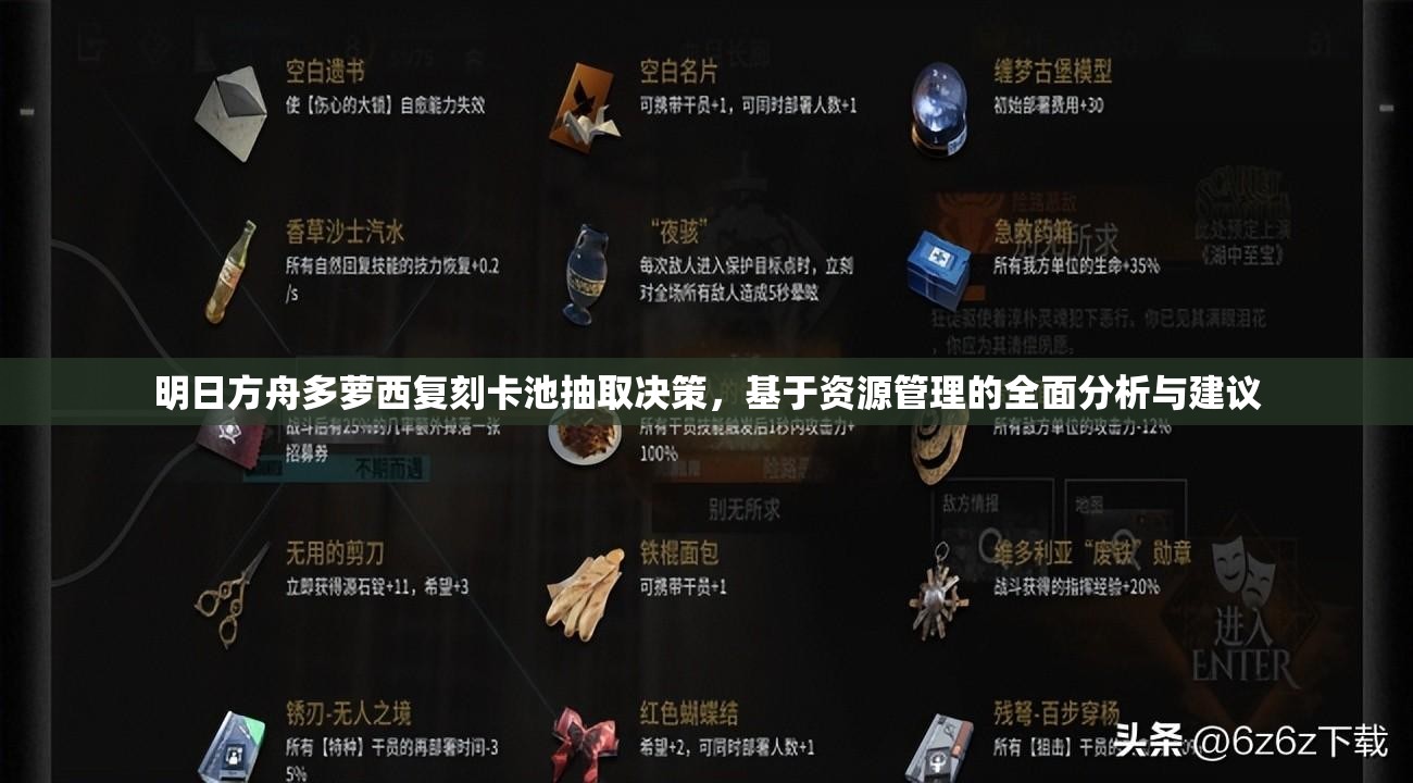 明日方舟多萝西复刻卡池抽取决策，基于资源管理的全面分析与建议