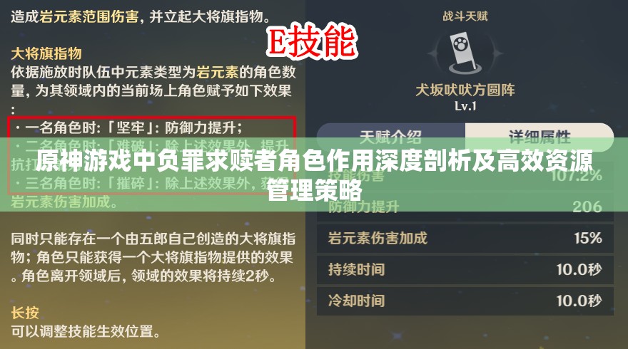 原神游戏中负罪求赎者角色作用深度剖析及高效资源管理策略