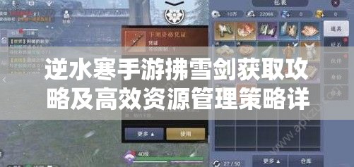 逆水寒手游拂雪剑获取攻略及高效资源管理策略详解
