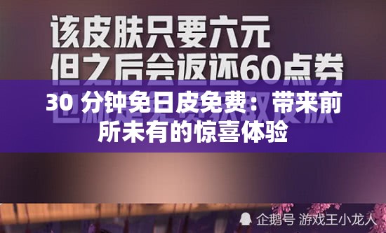 30 分钟免日皮免费：带来前所未有的惊喜体验