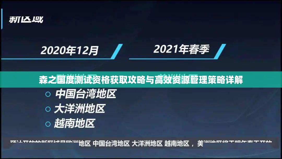 森之国度测试资格获取攻略与高效资源管理策略详解