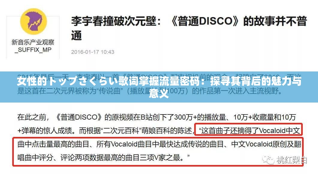 女性的トップさくらい歌词掌握流量密码：探寻其背后的魅力与意义