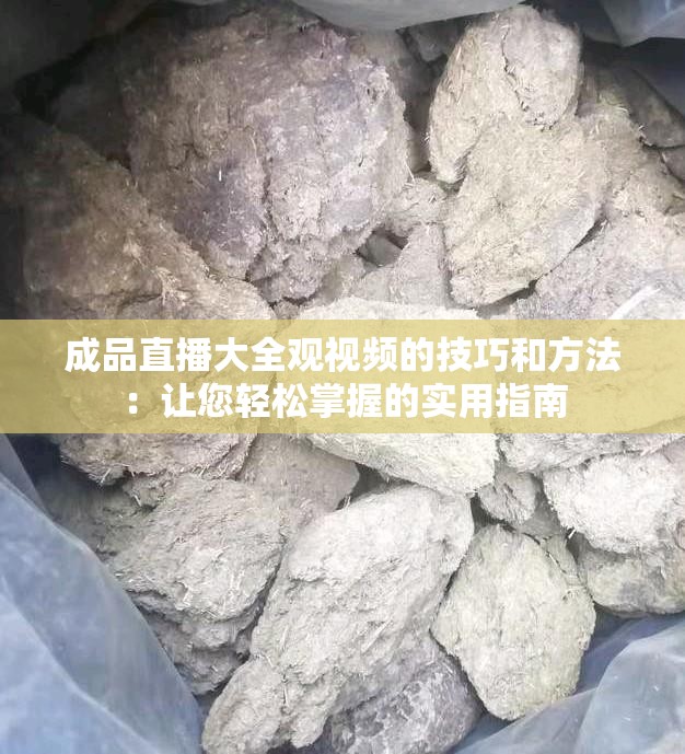 成品直播大全观视频的技巧和方法：让您轻松掌握的实用指南