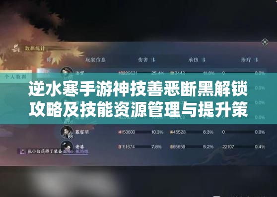 逆水寒手游神技善恶断黑解锁攻略及技能资源管理与提升策略