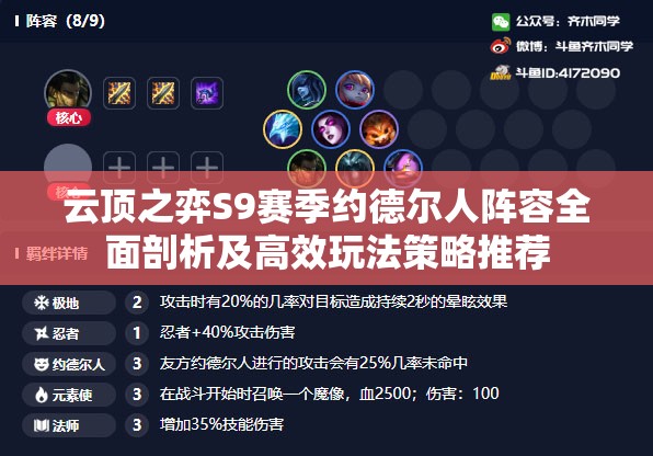 云顶之弈S9赛季约德尔人阵容全面剖析及高效玩法策略推荐