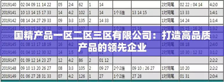 国精产品一区二区三区有限公司：打造高品质产品的领先企业
