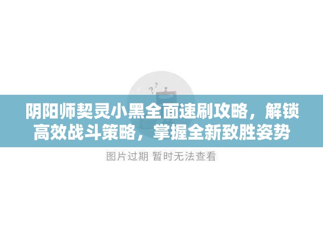 阴阳师契灵小黑全面速刷攻略，解锁高效战斗策略，掌握全新致胜姿势