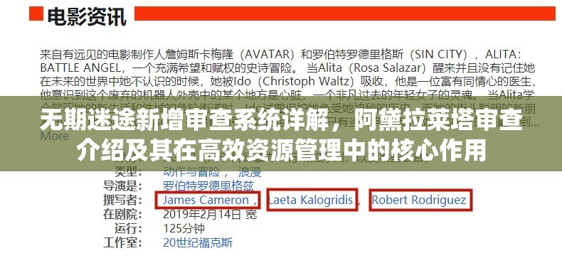 无期迷途新增审查系统详解，阿黛拉莱塔审查介绍及其在高效资源管理中的核心作用