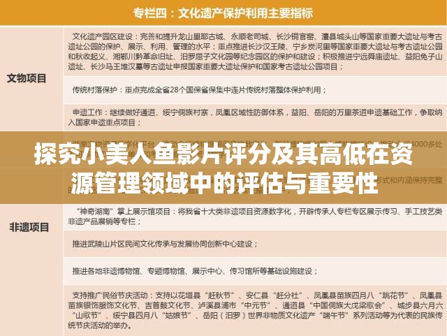 探究小美人鱼影片评分及其高低在资源管理领域中的评估与重要性
