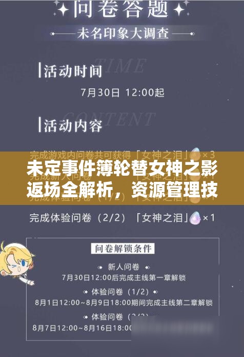 未定事件簿轮替女神之影返场全解析，资源管理技巧、高效利用策略及避免浪费指南