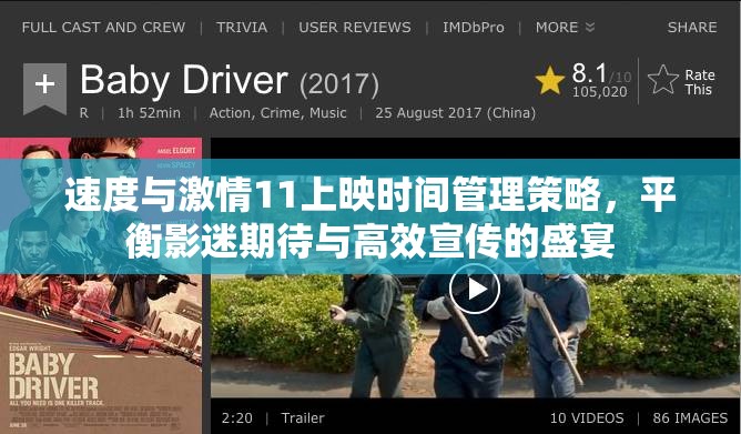 速度与激情11上映时间管理策略，平衡影迷期待与高效宣传的盛宴