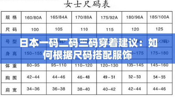 日本一码二码三码穿着建议：如何根据尺码搭配服饰