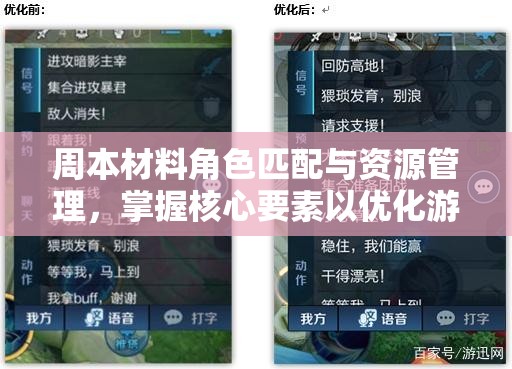 周本材料角色匹配与资源管理，掌握核心要素以优化游戏进程