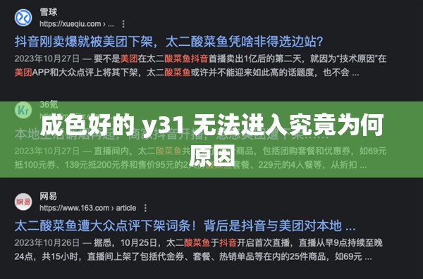 成色好的 y31 无法进入究竟为何原因