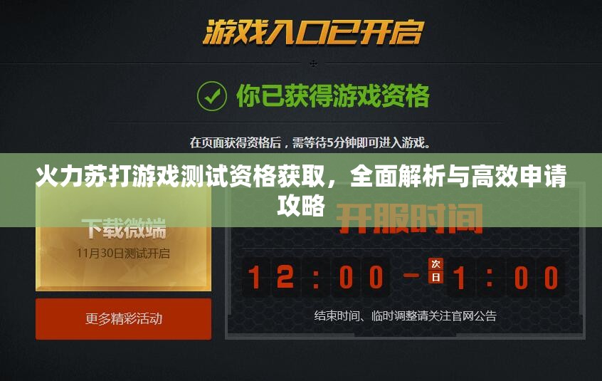 火力苏打游戏测试资格获取，全面解析与高效申请攻略