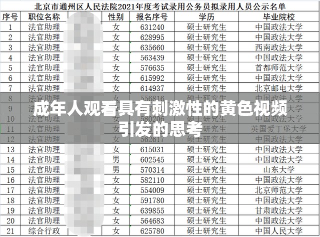 成年人观看具有刺激性的黄色视频引发的思考