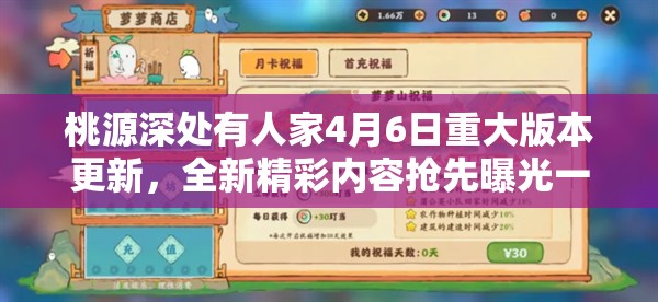 桃源深处有人家4月6日重大版本更新，全新精彩内容抢先曝光一览