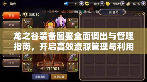 龙之谷装备图鉴全面调出与管理指南，开启高效资源管理与利用新境界