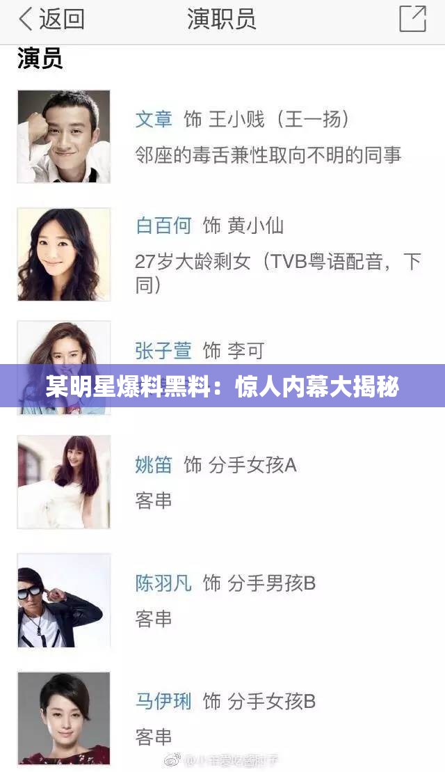 某明星爆料黑料：惊人内幕大揭秘