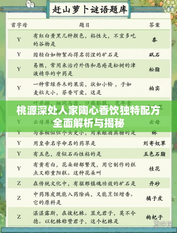 桃源深处人家陶心香饮独特配方全面解析与揭秘