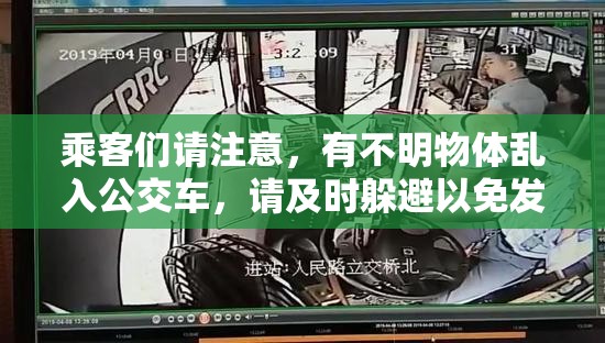 乘客们请注意，有不明物体乱入公交车，请及时躲避以免发生意外