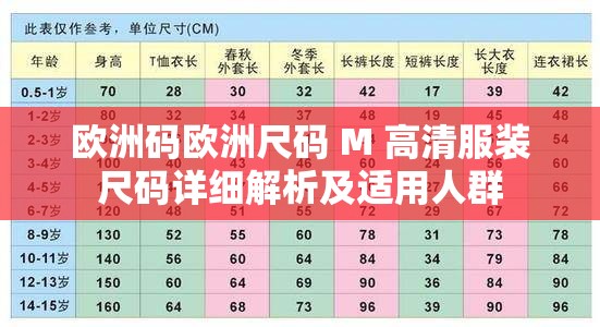 欧洲码欧洲尺码 M 高清服装尺码详细解析及适用人群