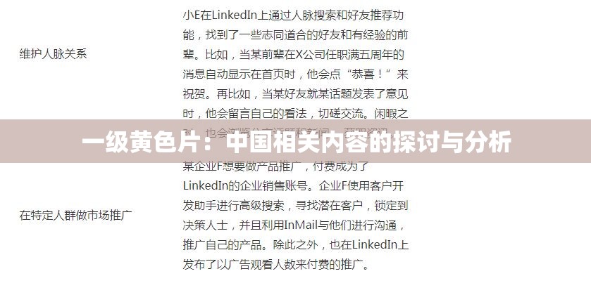 一级黄色片：中国相关内容的探讨与分析