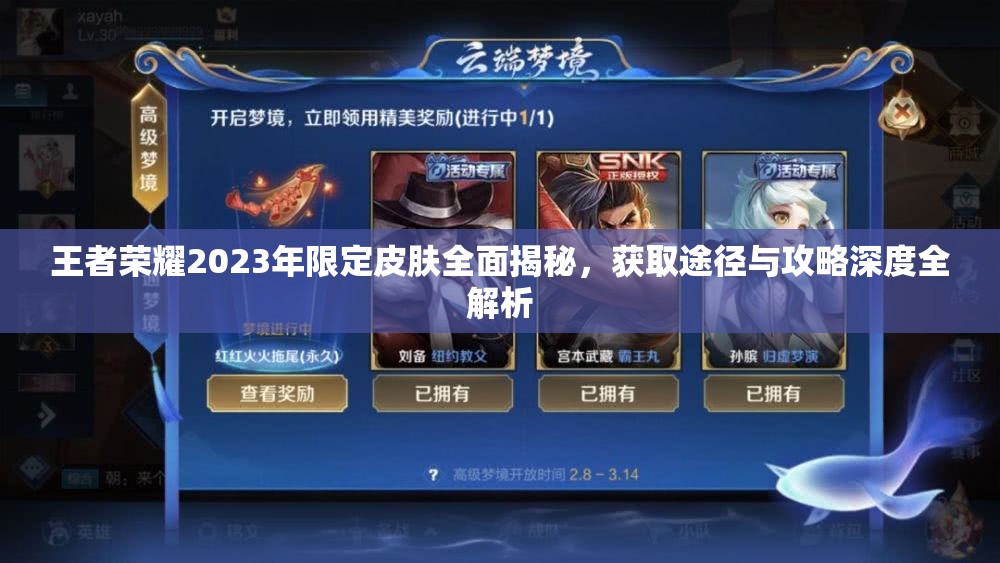 王者荣耀2023年限定皮肤全面揭秘，获取途径与攻略深度全解析