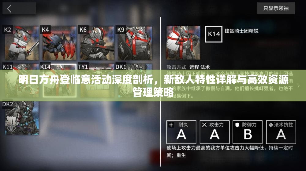 明日方舟登临意活动深度剖析，新敌人特性详解与高效资源管理策略