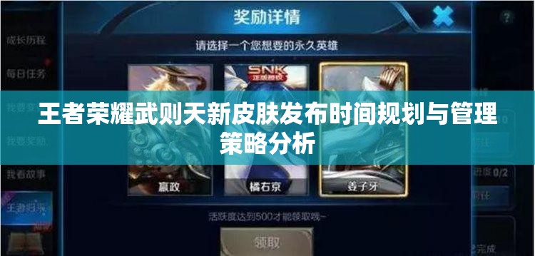 王者荣耀武则天新皮肤发布时间规划与管理策略分析
