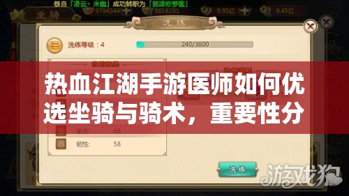 热血江湖手游医师如何优选坐骑与骑术，重要性分析及策略推荐