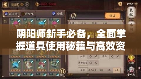 阴阳师新手必备，全面掌握道具使用秘籍与高效资源优化策略