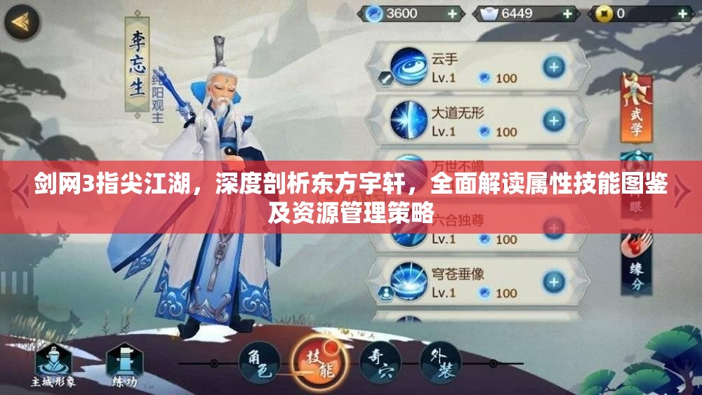 剑网3指尖江湖，深度剖析东方宇轩，全面解读属性技能图鉴及资源管理策略