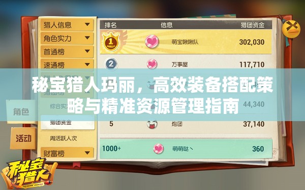 秘宝猎人玛丽，高效装备搭配策略与精准资源管理指南