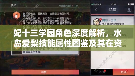 妃十三学园角色深度解析，水岛爱梨技能属性图鉴及其在资源管理中的重要性及高效策略