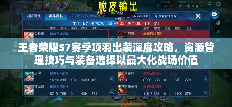 王者荣耀S7赛季项羽出装深度攻略，资源管理技巧与装备选择以最大化战场价值