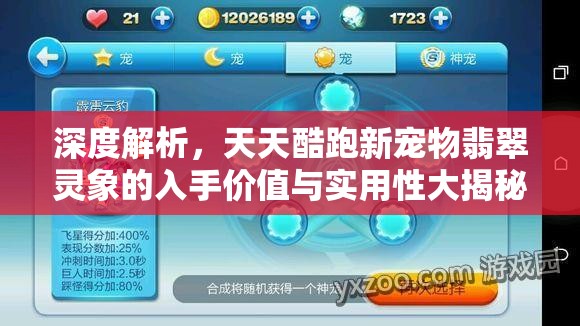 深度解析，天天酷跑新宠物翡翠灵象的入手价值与实用性大揭秘