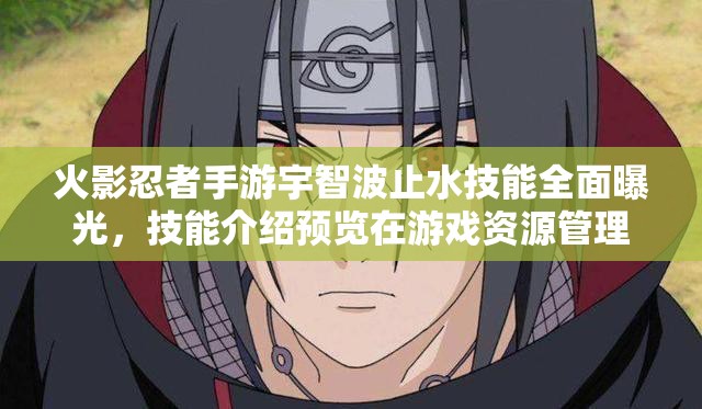 火影忍者手游宇智波止水技能全面曝光，技能介绍预览在游戏资源管理中的核心价值与高效策略