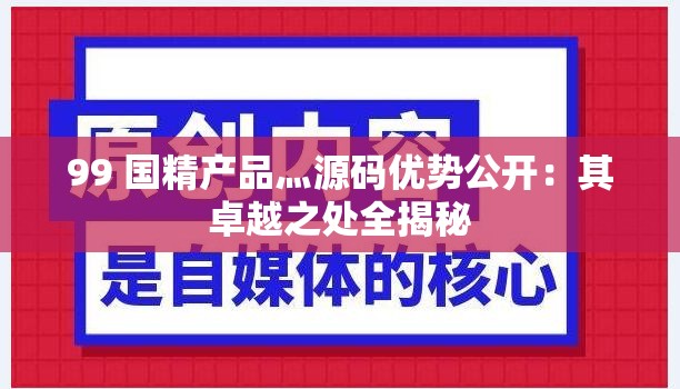 99 国精产品灬源码优势公开：其卓越之处全揭秘
