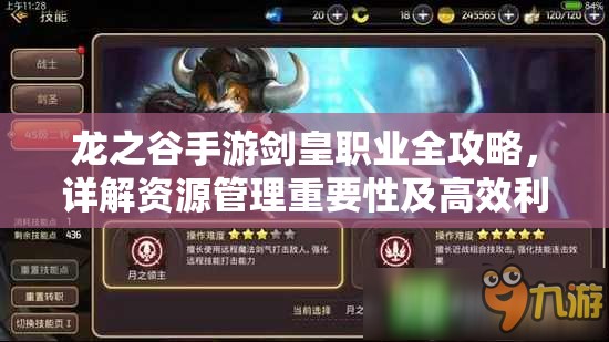 龙之谷手游剑皇职业全攻略，详解资源管理重要性及高效利用策略
