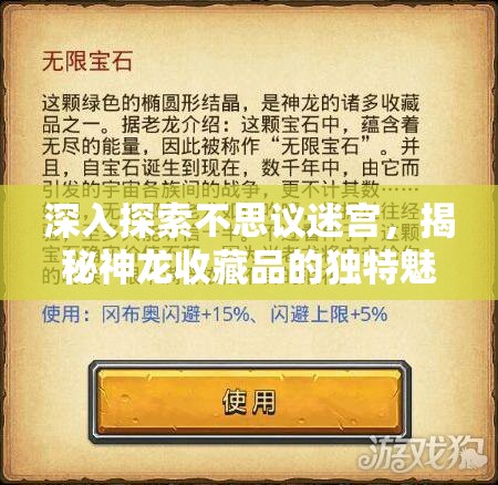 深入探索不思议迷宫，揭秘神龙收藏品的独特魅力与奥秘（中篇）