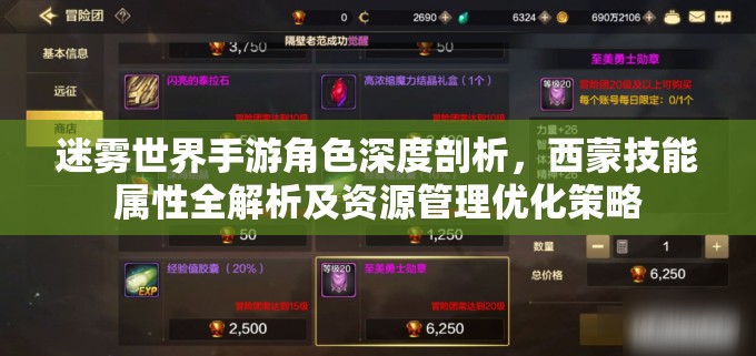 迷雾世界手游角色深度剖析，西蒙技能属性全解析及资源管理优化策略
