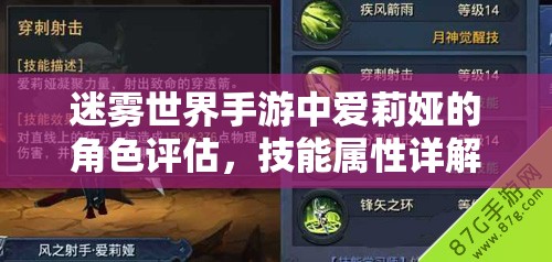 迷雾世界手游中爱莉娅的角色评估，技能属性详解及其对资源管理的重要性