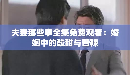 夫妻那些事全集免费观看：婚姻中的酸甜与苦辣