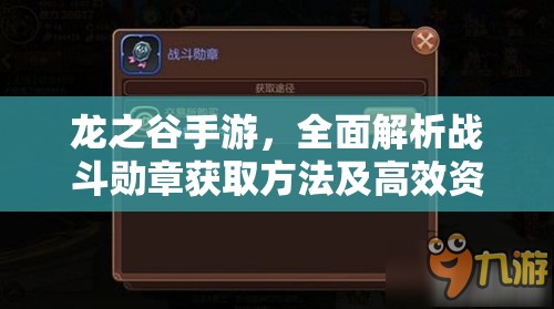龙之谷手游，全面解析战斗勋章获取方法及高效资源管理策略