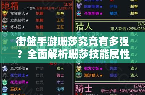 街篮手游珊莎究竟有多强？全面解析珊莎技能属性图鉴