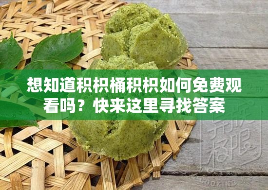想知道积枳桶积枳如何免费观看吗？快来这里寻找答案