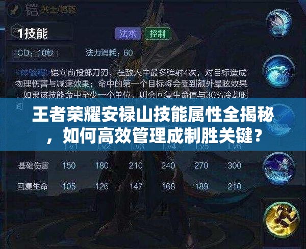 王者荣耀安禄山技能属性全揭秘，如何高效管理成制胜关键？