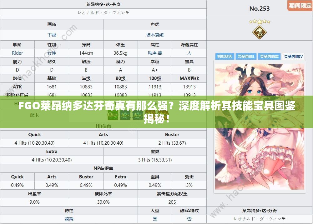 FGO莱昂纳多达芬奇真有那么强？深度解析其技能宝具图鉴揭秘！