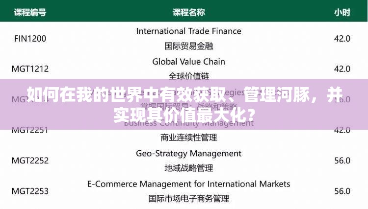如何在我的世界中有效获取、管理河豚，并实现其价值最大化？